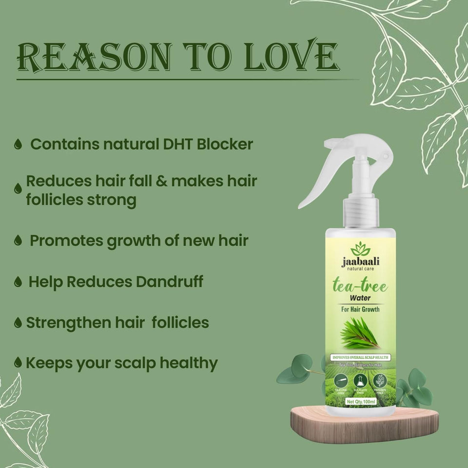 Jaabaali Natural Care Pure & Organic Tea Tree Extract Water for Hair Growth, 100ml